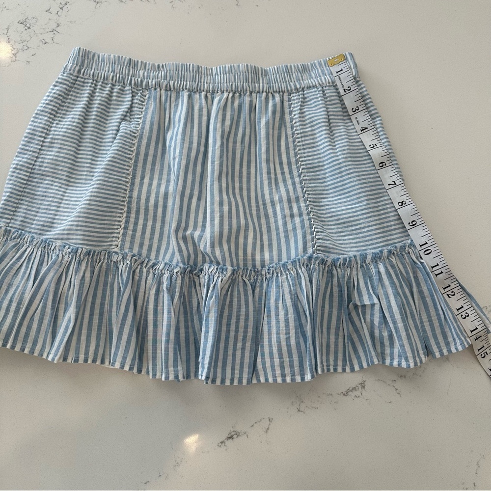 LoveShackFancy Striped Blue Ruffle Mini Skirt - Picture 11 of 11